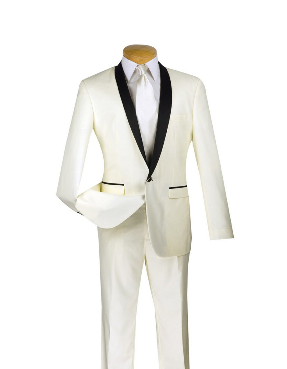 Ivory & Black Shawl Tuxedo - Mens Slim Fitted Tuxedo 1 GD-4144  - from alligatorwarehouse.com