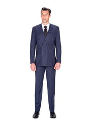 Double Breasted Navy Stripe Suit