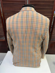 Classic Beige Checkered Blazer – Tan Plaid Sport Coat - Camel Windowpane Pattern