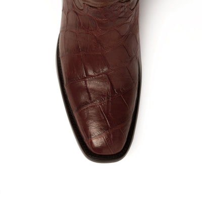 Mens Ferrini French Toe Alligator Belly Cowboy Boot in Cognac