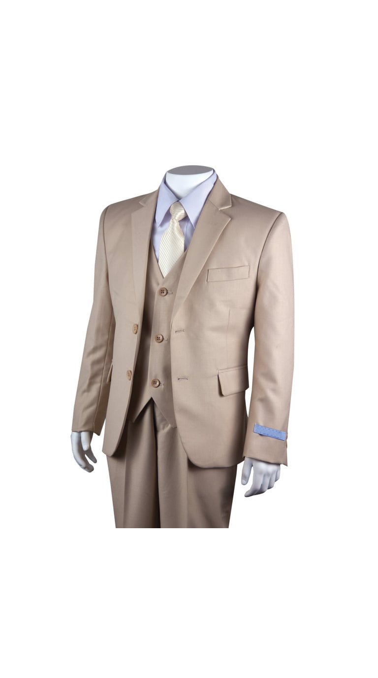 Boys' Tan Slim Fit 2-Piece Suit