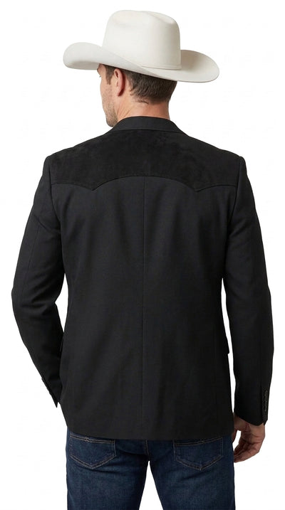 Men’s Black Western Blazer – Cowboy Sport Coat with Western Yoke Design