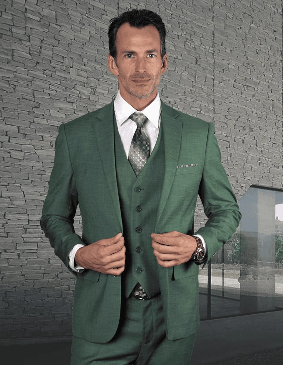 Mens 2 Button Velvet Blazer in Forest Green