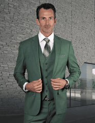 Mens 2 Button Velvet Blazer in Forest Green