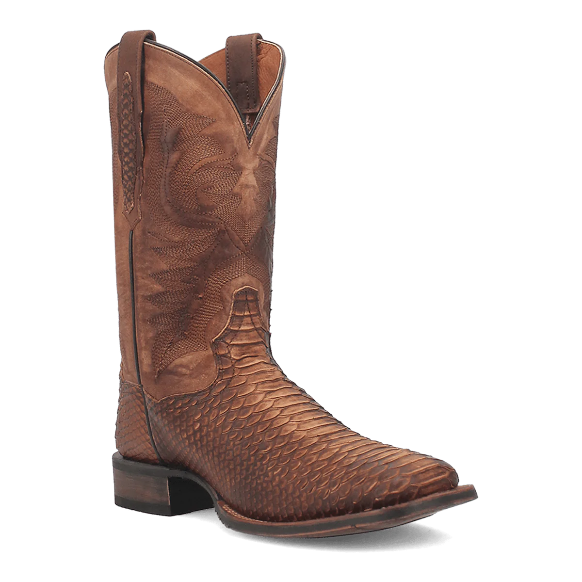 Dan Post Men's KA Python Print Leather Square Toe Boots - Brown 1 DP4526_7_D  - from alligatorwarehouse.com