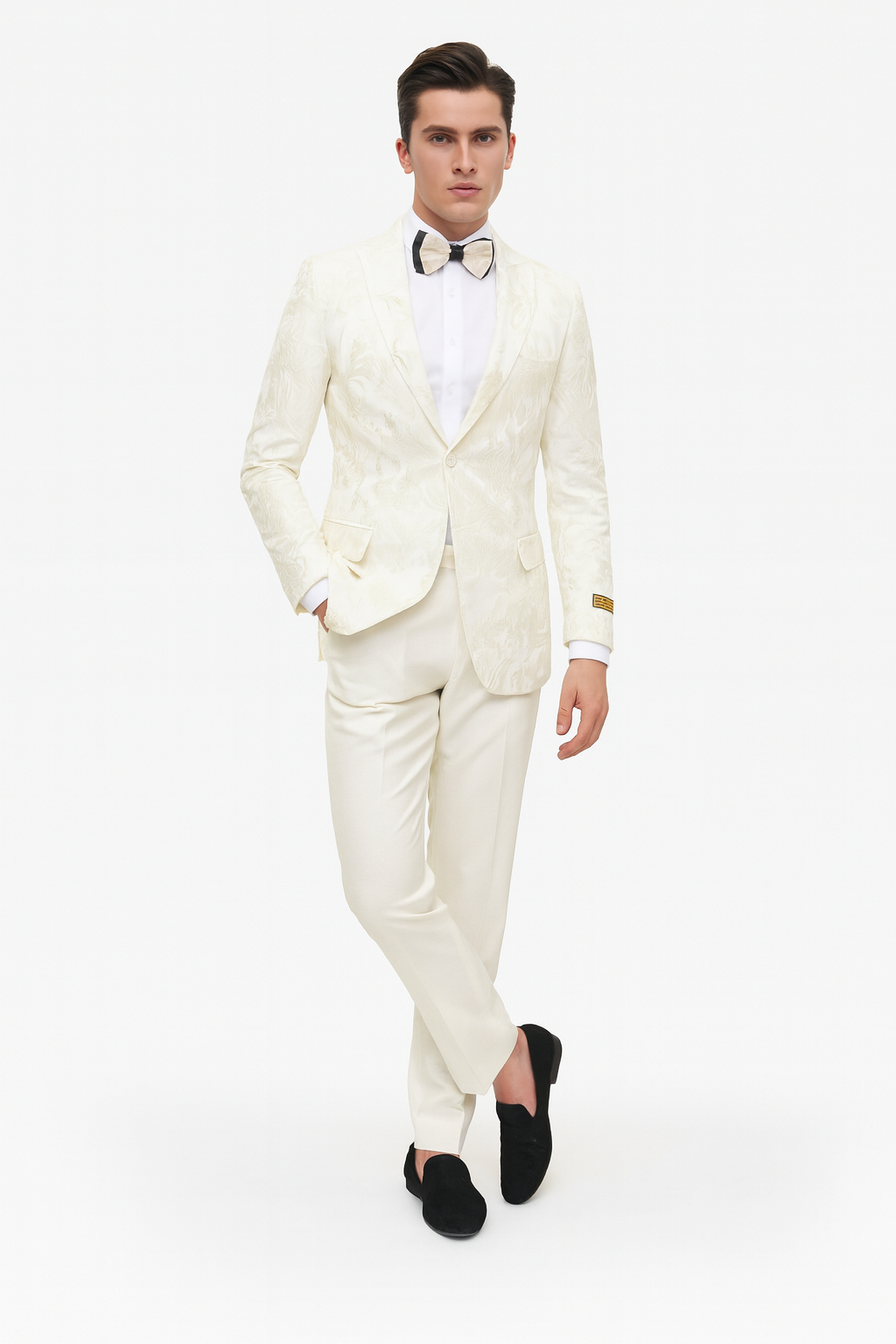 Men’s Ivory Floral Embroidered Tuxedo Jacket – Elegant Wedding and Party Blazer in Cream Color With Ivory Pants 3   - from alligatorwarehouse.com