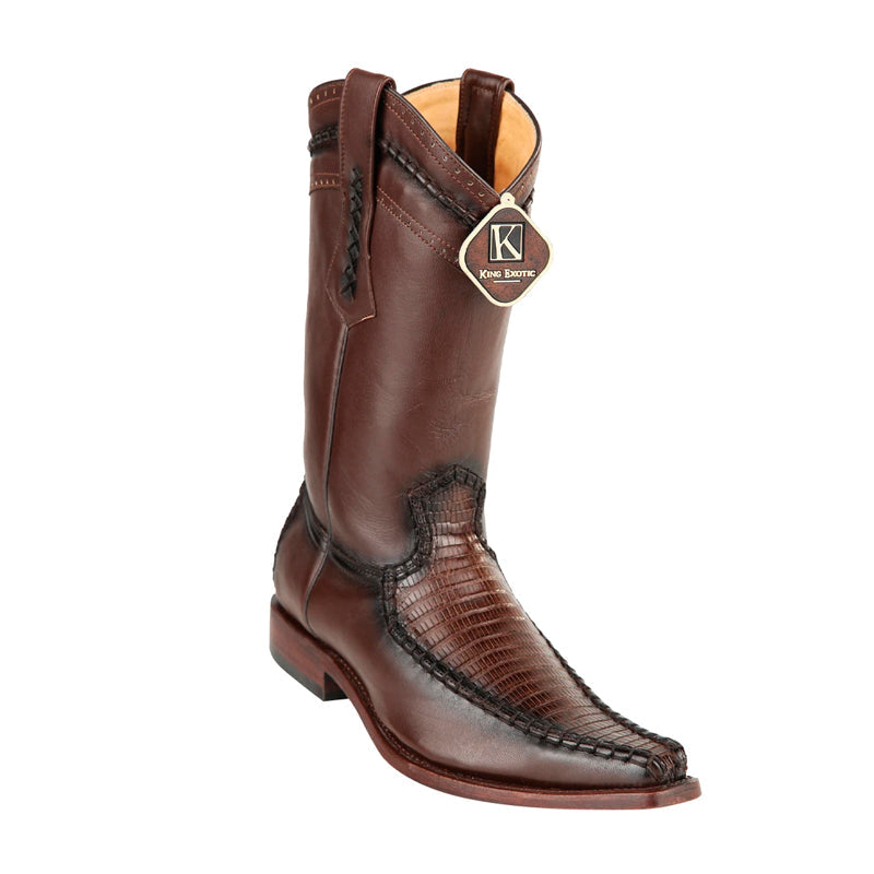 Men's King Exotic Teju Lizard Boots European Toe Handcrafted Brown (477bd0707)