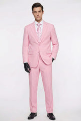 Men’s Pink Two-Piece Suit – Classic Fit Formal Jacket and Tailored Pants