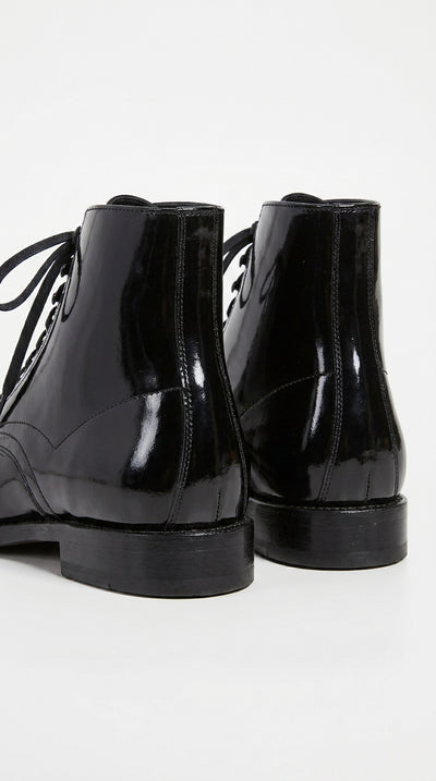 Men’s Black Lace-Up Leather Dress Boots – Vintage 1920s Peaky Blinders Cap Toe Boots in black color