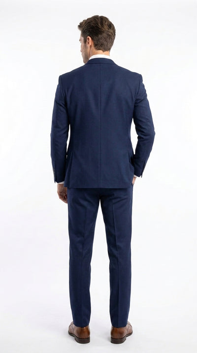 Mens Vitali 3 Piece Suit W/Scoop Vest Navy Blue 3-Piece Suit – Big Peak Lapel Vest and Pants Modern Fit Two Buttons