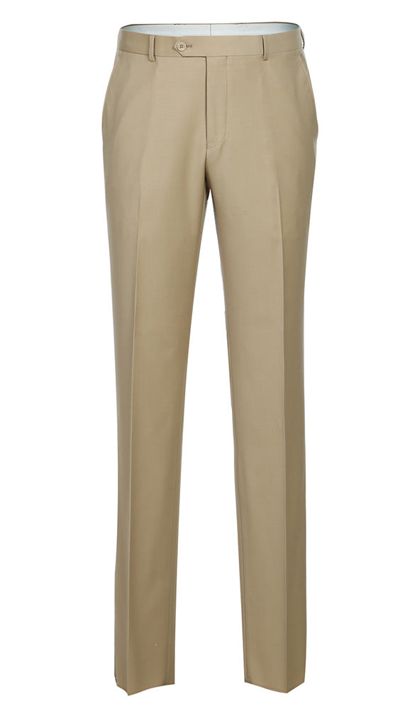 Bevagna Collection - Beige 100% Virgin Wool Regular Fit Pick Stitched 2 Piece Suit 2 SO6508-4-Classic  - from alligatorwarehouse.com