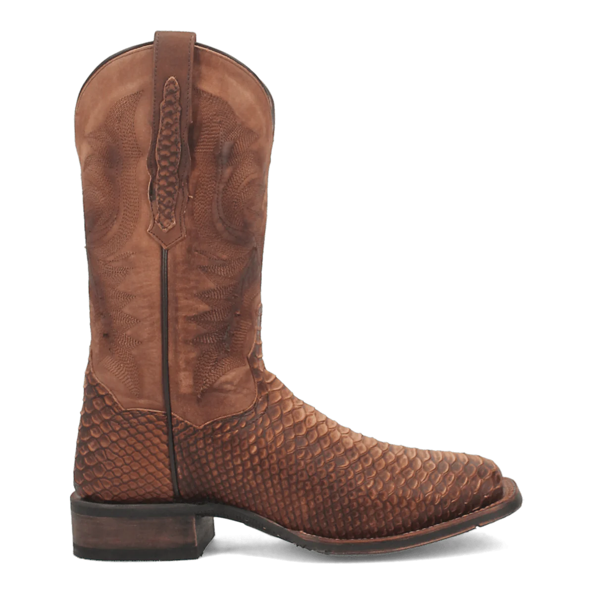 Dan Post Men's KA Python Print Leather Square Toe Boots - Brown 2 DP4526_7_D  - from alligatorwarehouse.com