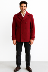 Men's Big & Tall Wool Peacoat – Classic Double Breasted Overcoat Style