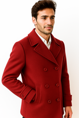 Men's Big & Tall Wool Peacoat – Classic Double Breasted Overcoat Style