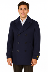 Big & Tall Men's Wool Peacoat – Classic Double Breasted Overcoat