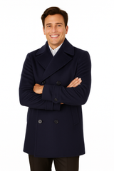 Big & Tall Men's Wool Peacoat – Classic Double Breasted Overcoat