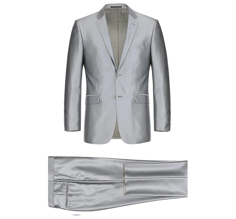 Gray Regular Fit Sharkskin Italian Styled 2 Piece Suit 7 SO6207-2-CLASSIC  - from alligatorwarehouse.com