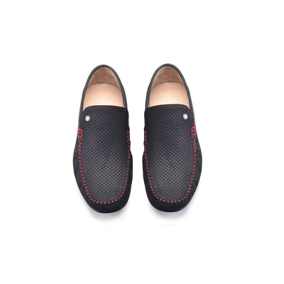 P00023-2301-perforated Driving shoe Black