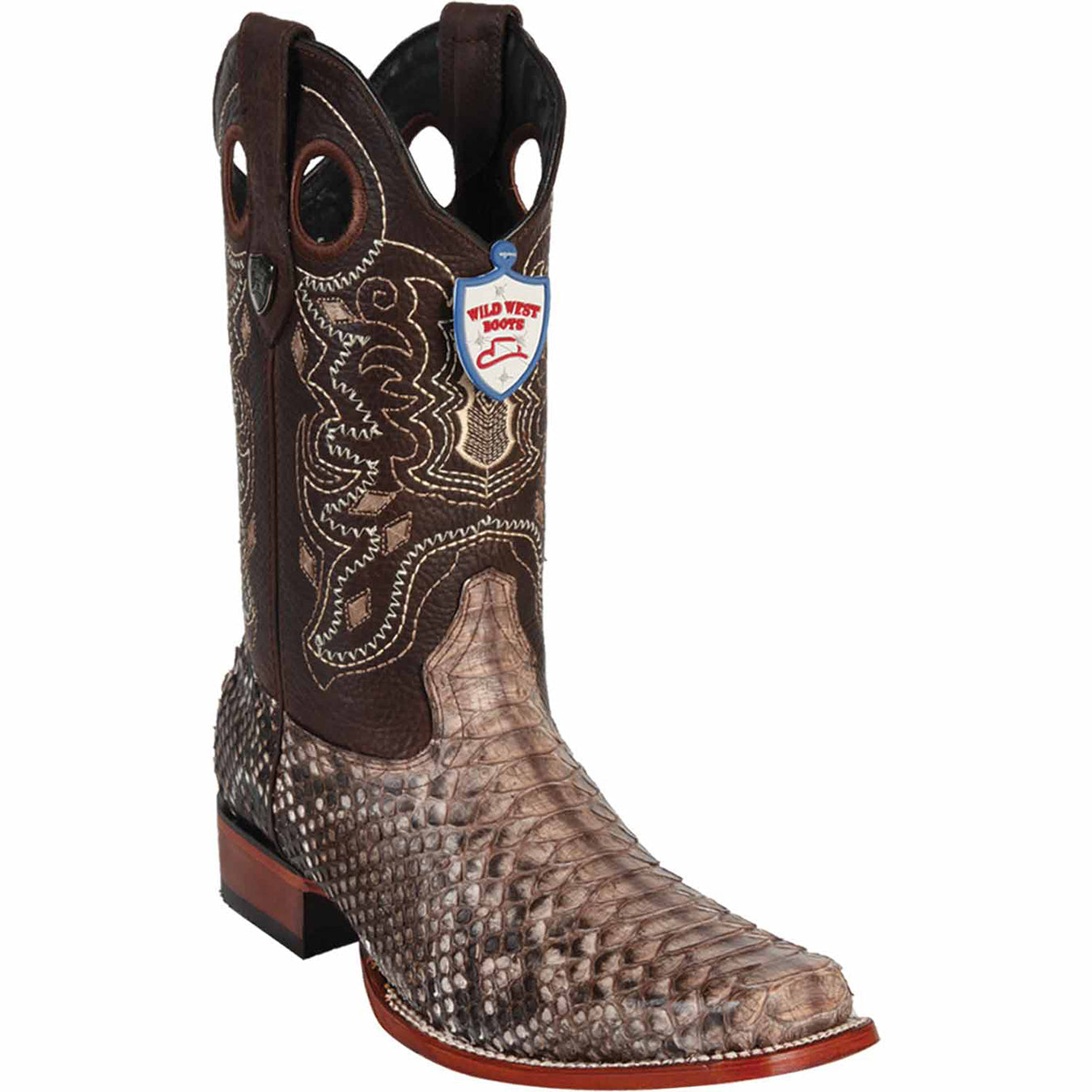 Mens Square Toe Cowboy Boots Snakeskin - Wild West Boots Mens Square Toe Cowboy Boots Snakeskin - Wild West Boots
