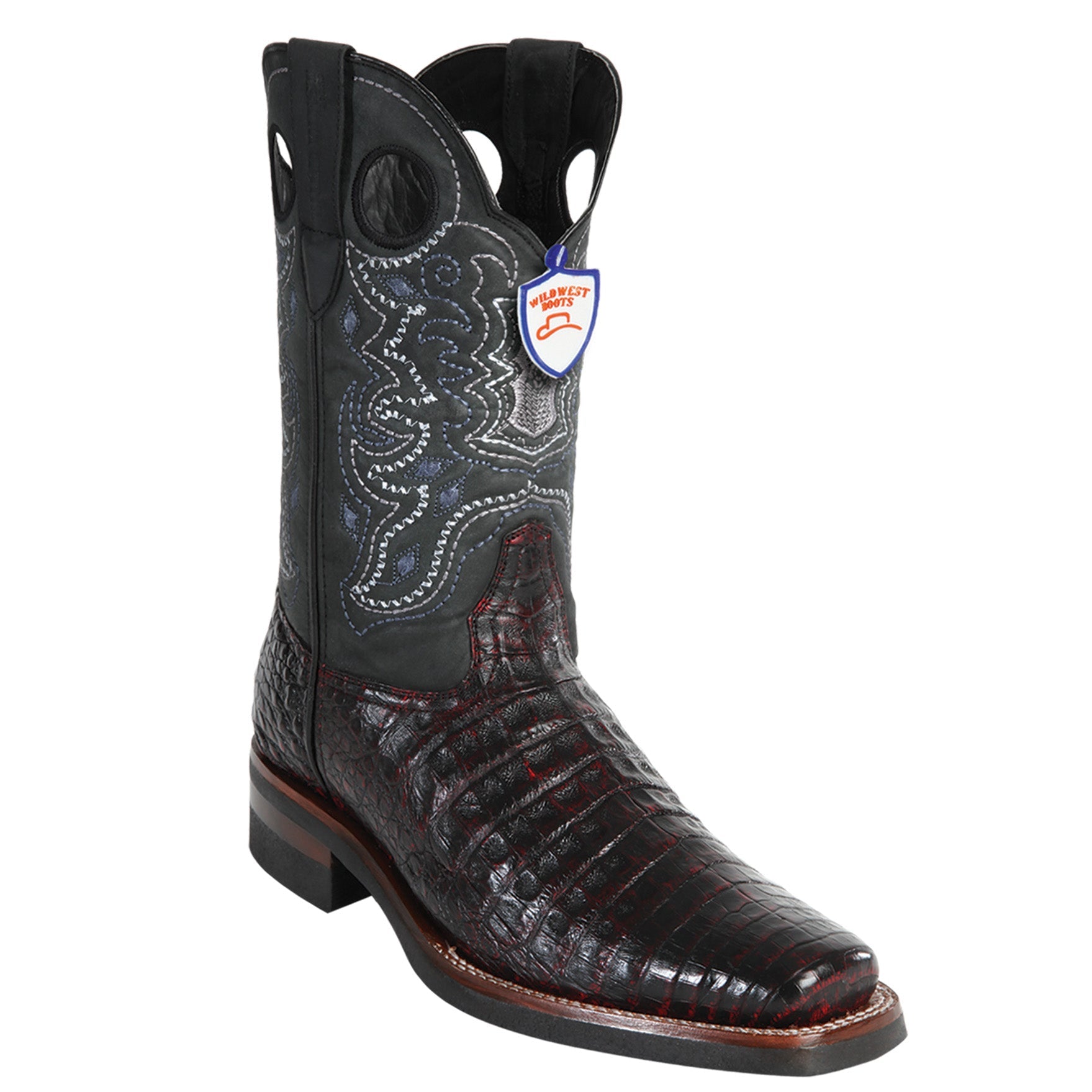 Caiman Belly Boots Square Toe - Black Cherry Caiman Belly Boots Square Toe - Black Cherry