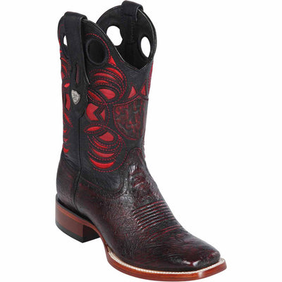 Black Cherry Ostrich Belly Ranch Toe Boots 1   - from alligatorwarehouse.com