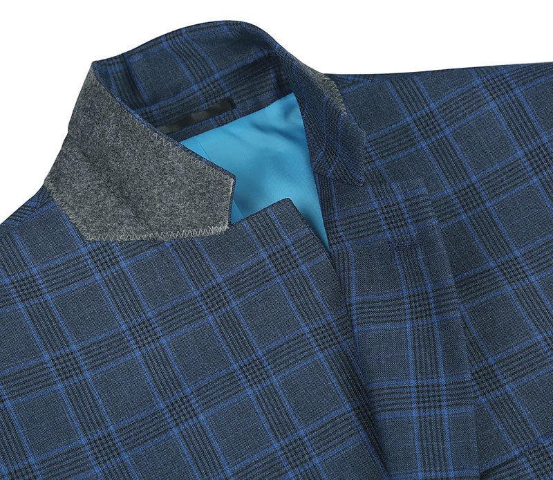 Regular Fit 2 Piece Dress Suit Windowpane in Blue 4 SO6293-6-Classic2PC  - from alligatorwarehouse.com