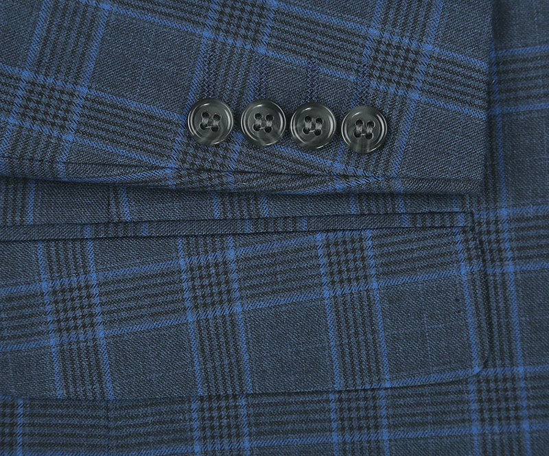 Regular Fit 2 Piece Dress Suit Windowpane in Blue 5 SO6293-6-Classic2PC  - from alligatorwarehouse.com
