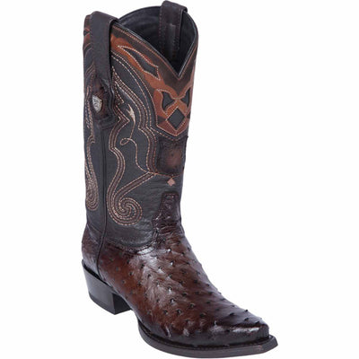 Faded Brown Ostrich Western Boots Snip Toe 1   - from alligatorwarehouse.com