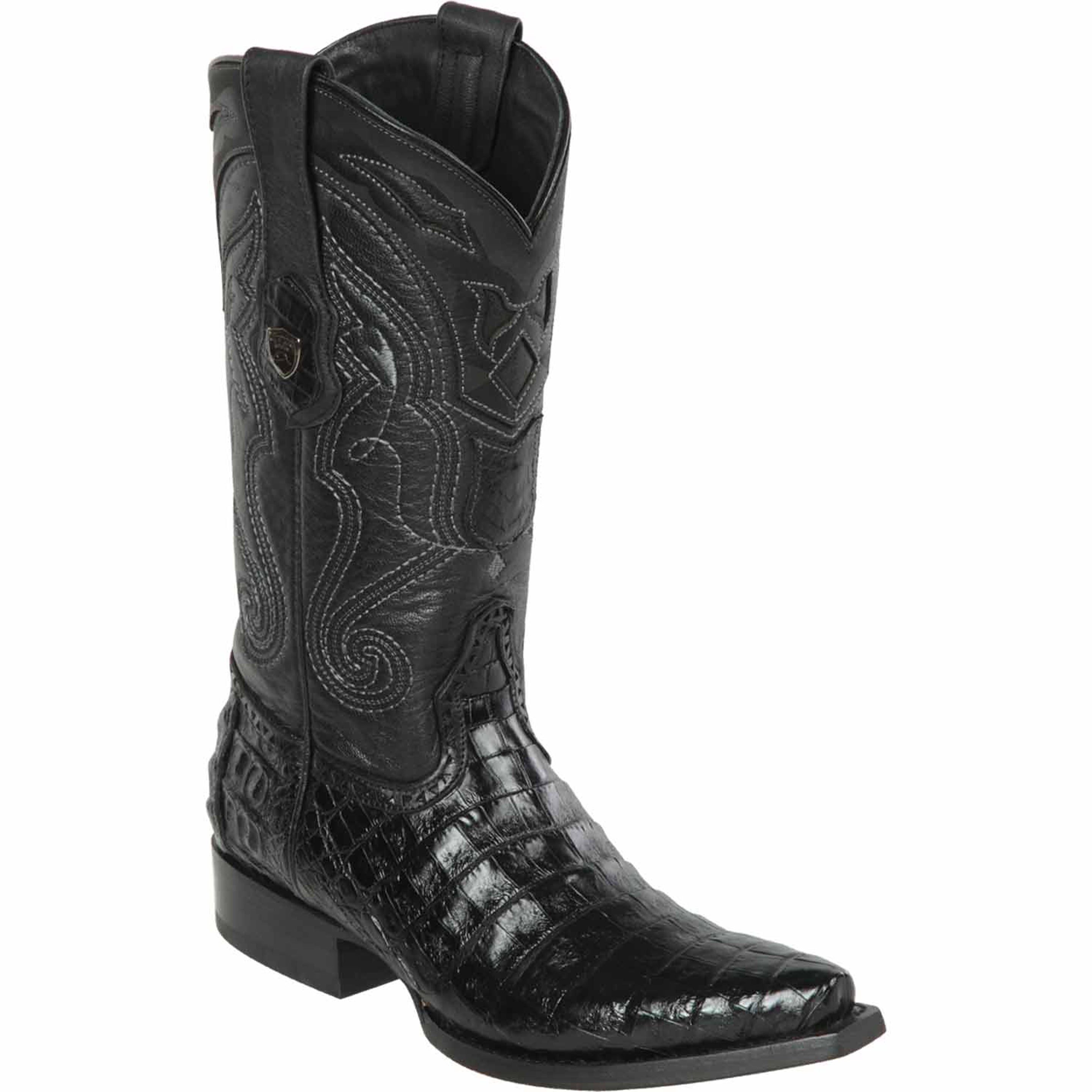 Men's Snip Toe Black Caiman Boots - Wild West Boots Men's Snip Toe Black Caiman Boots - Wild West Boots