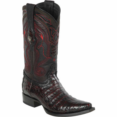 Black Cherry Caiman Cowboy Boots Snip Toe 1   - from alligatorwarehouse.com
