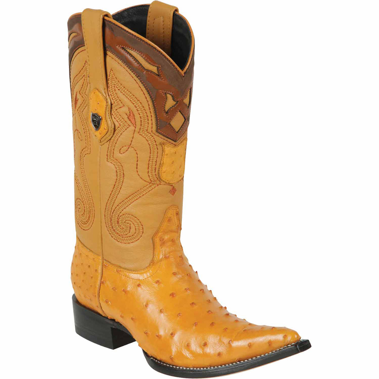 Buttercup Ostrich Pointy Yellow Gold Toe Cowboy Boots 1   - from alligatorwarehouse.com