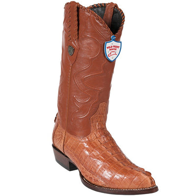 Mexican Cowboy Yellow Gold Boots Caiman Tail 1   - from alligatorwarehouse.com