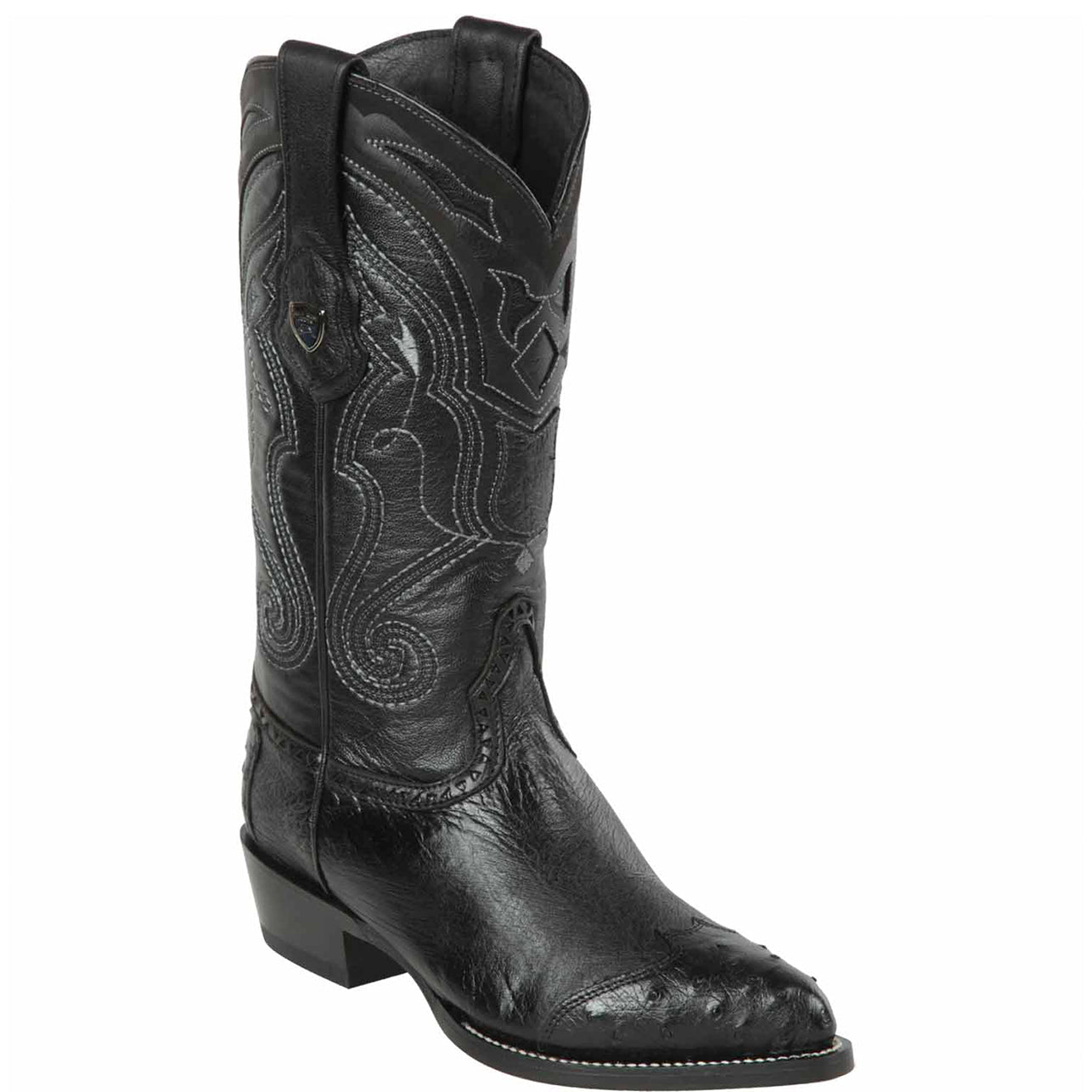 Smooth Ostrich Black Wingtip Cowboy Boots 1   - from alligatorwarehouse.com