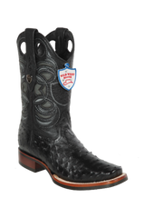 Wild West Botas de Avestruz Horma Rodeo Black