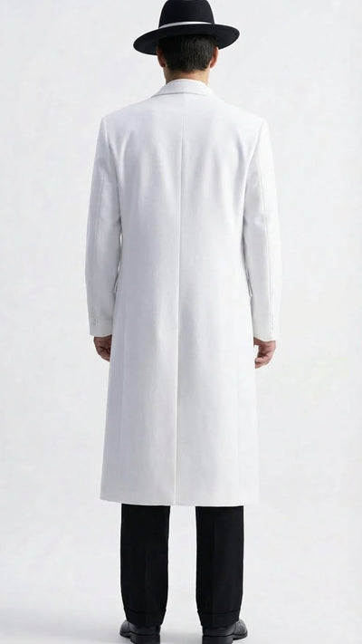 Men’s White Long Zoot Style Suit | Vintage Gangster Mafia Formal Coat with Black Pants