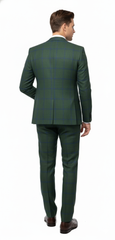 Men’s Green Plaid 3-Piece Suit – Classic Check Slim Fit Suit for Weddings, Church, and Formal By Rossiman