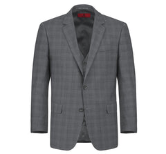 278-1 Men's 3-Piece Classic Fit Single Breasted Windowpane Suit