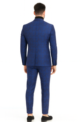 Men’s Saphire Blue Paisley 3-Piece Suit – Slim Fit Designer Tuxedo Set for Weddings and Formal Events in Cobalt Blue Color