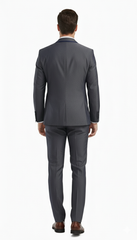 Men’s Charcoal Gray with blue Trim Slim Fit 3-Piece Suit – Modern Wedding and Business Formal Tuxedo Set