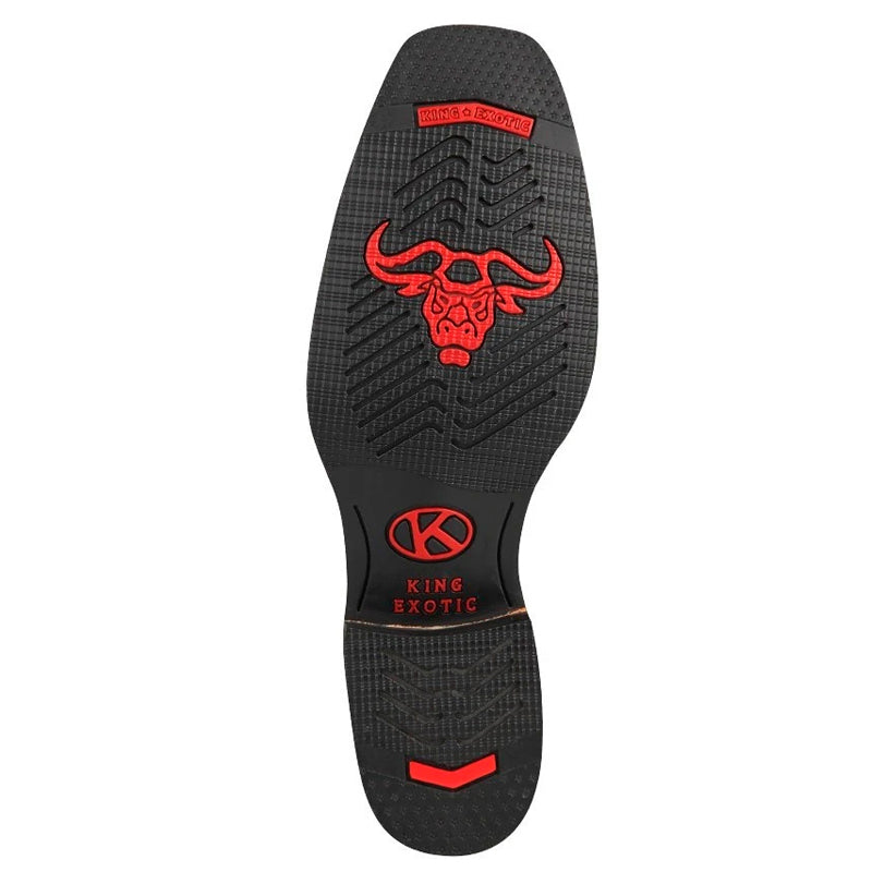 Men's King Exotic Boots Genuine Leather With Saddle Vamp Handcrafted Honey & Black (48112751-2)