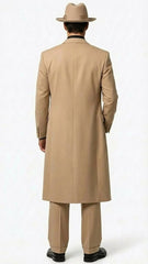 Men’s 1920s Beige Zoot Suit – Long Mafia Gangster Three-Piece Suit in Tan Khaki Color 40 inch Zuit Pachuco Suit