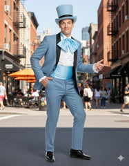 Dumb and Dumber Light Blue Tuxedo Costume for Men with Matching Top Hat – Classic 90s Party and Halloween Suit