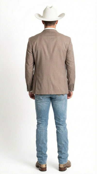 Men’s Light Grey Cowboy Blazer with Double breasted Vest – Western Two Piece Suit Pants included