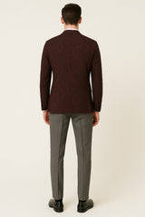 Mens Burgundy and Black Paisley Tuxedo Blazer – Slim Fit Formal Dinner Jacket