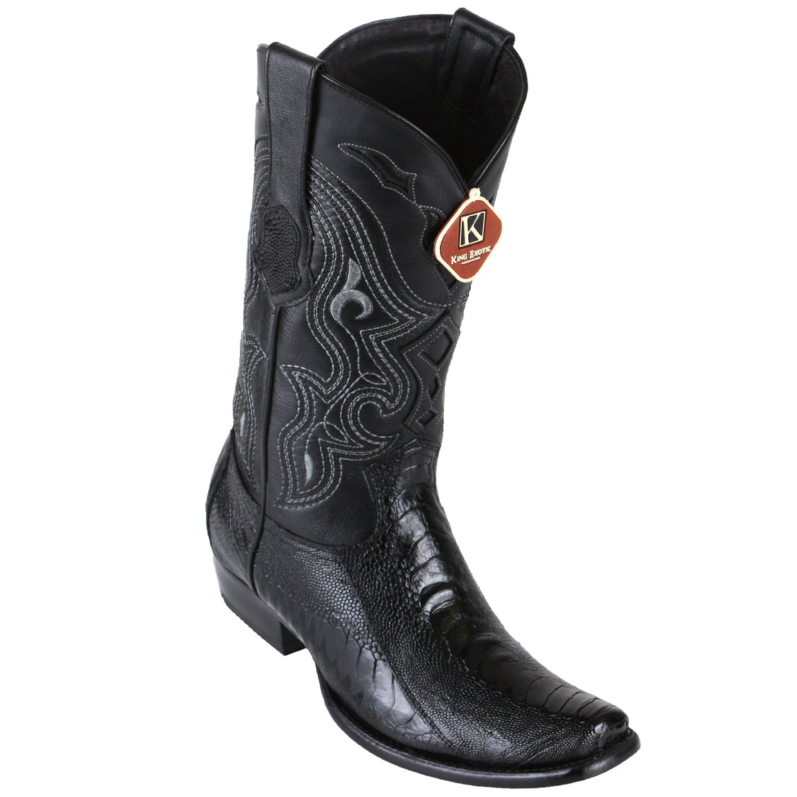 King Exotic Men's Ostrich Leg Black Cowboy Boots - H79 Dubai Toe 1 4790505-01  - from alligatorwarehouse.com