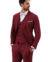 Linen Suit - Mens Summer Suits in Light Burgundy - Beach Wedding