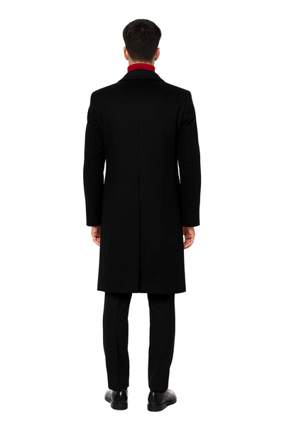 3/4 Cashmere Wool fabric Long men's Dress Topcoat - Winter coat ~ Dark Charcoal Masculine color - men's Overcoat