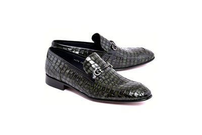 C01708-3470BC Croco Leather with Buckle-Green