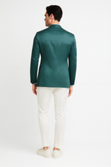 Men’s Teal Green Floral Jacquard Blazer – Slim Fit Tuxedo Jacket for Weddings, Proms, and Parties