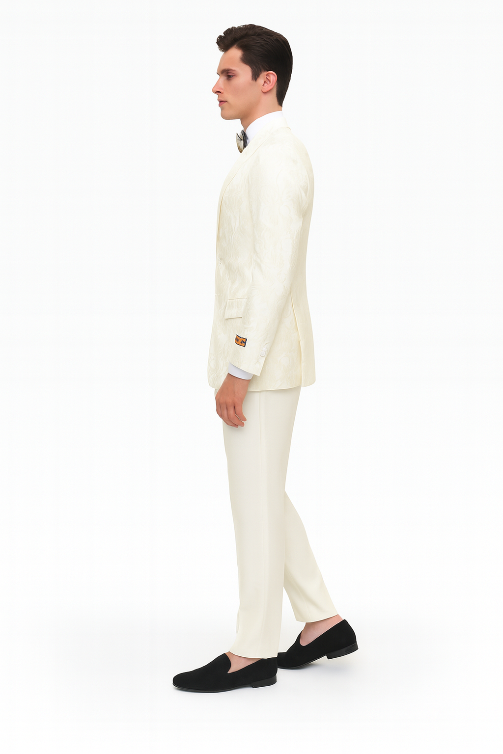 Men’s Ivory Floral Embroidered Tuxedo Jacket – Elegant Wedding and Party Blazer in Cream Color With Ivory Pants 5   - from alligatorwarehouse.com